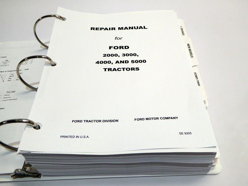 Ford 2000, 3000, 4000, 5000 7000 Tractor Service Manual Repair Shop